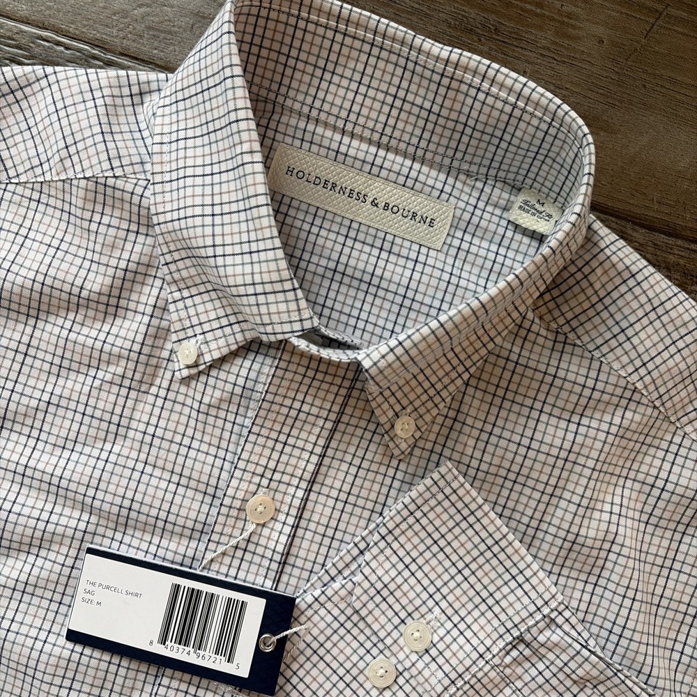 Holderness & Bourne The Purcell Shirt‎ Men's  M Tailored Fit Stretch Check $168